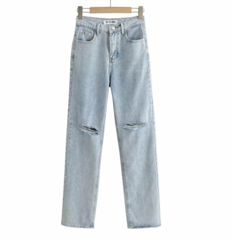 Women's Loose Fit Jeans  Ripped Wide Leg