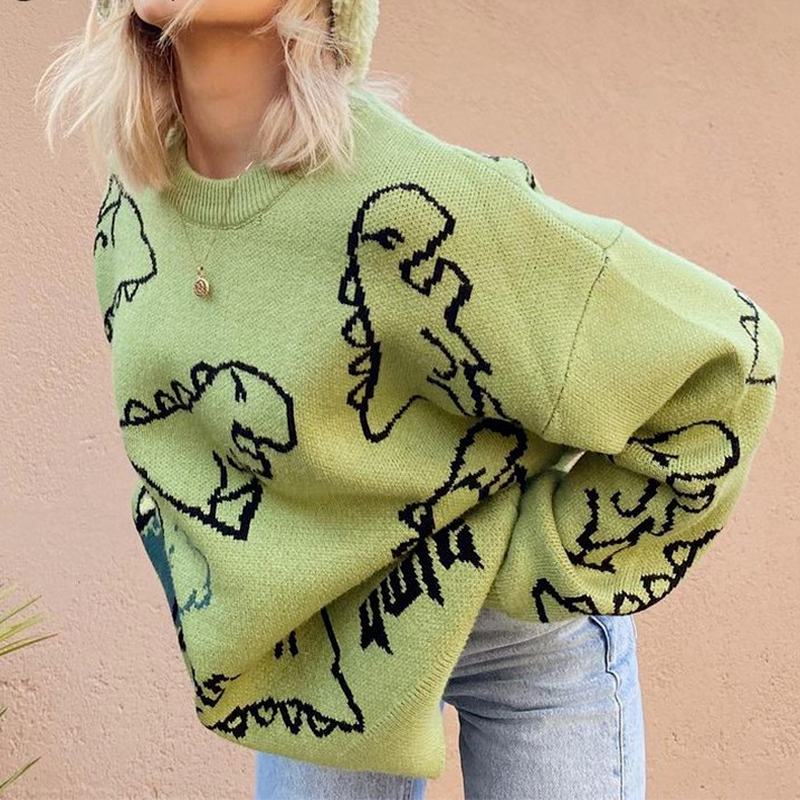 O-Neck Dinosaur Sweater