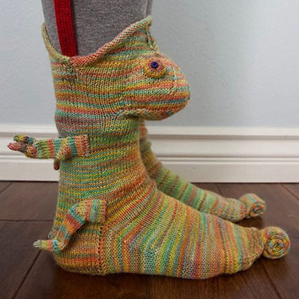 Creative Shark Chameleon Crocodile Knitted Socks